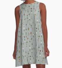 Mid Century mod Pattern- Gray A-Line Dress