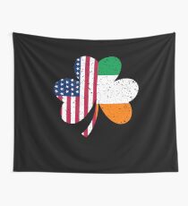 Irish American Flag Shirt - Vintage Shamrock St Patricks Day T Shirt Wall Tapestry