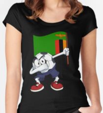 Sambia Dabbing Fussball Tailliertes Rundhals-Shirt