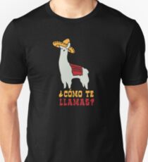 Como Te Llamas Funny Llama Spanish Word Humor Unisex T-Shirt