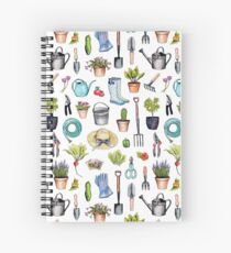 Garden Gear - Spring Gardening Pattern w/ Garden Tools & Supplies Spiral Notebook