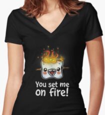 Hot Marshmallow Women's Fitted V-Neck T-Shirt