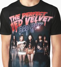 Roter Samt Grafik T-Shirt