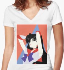 Sailor Mars (Patrick Nagel style) Women's Fitted V-Neck T-Shirt