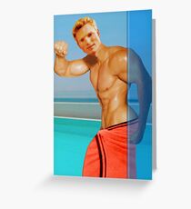 Blond guy at the pool Greeting Card