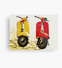 Vespa Scooters on Cobble Street, Pop Art Metal Print