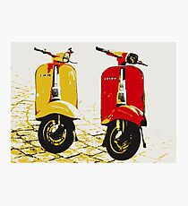 Vespa Scooters on Cobble Street, Pop Art Photographic Print