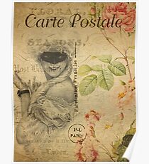 Vintage Postcard Masked Lady Poster