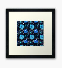 Black & Blue Shutter Bug Retro Cameras Framed Print