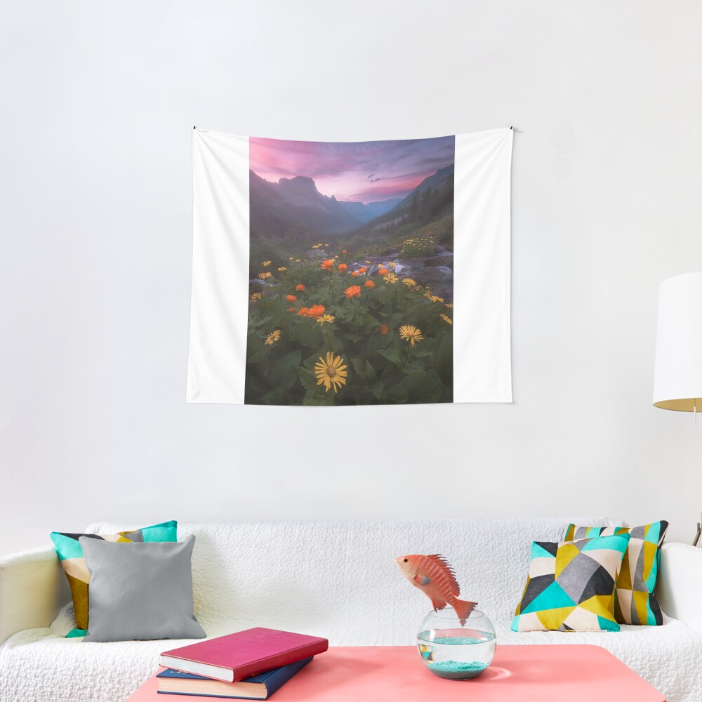 Landscape with flowers. Tapestry