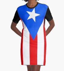 Puerto Rico Flag Vertical Graphic T-Shirt Dress