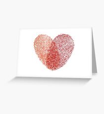 red fingerprint heart Greeting Card