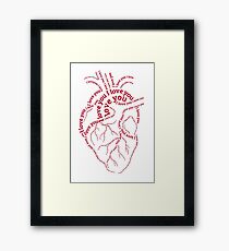 Red human heart with text "I love you" Framed Print