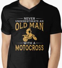 Never Underestimate An Old Man With A Motocross Men's V-Neck T-Shirt
