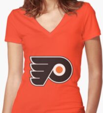 Philadelphia Flyers Logo Women's Fitted V-Neck T-Shirt