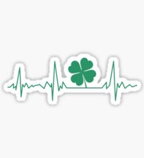 St Patrick shamrock heartbeat Sticker
