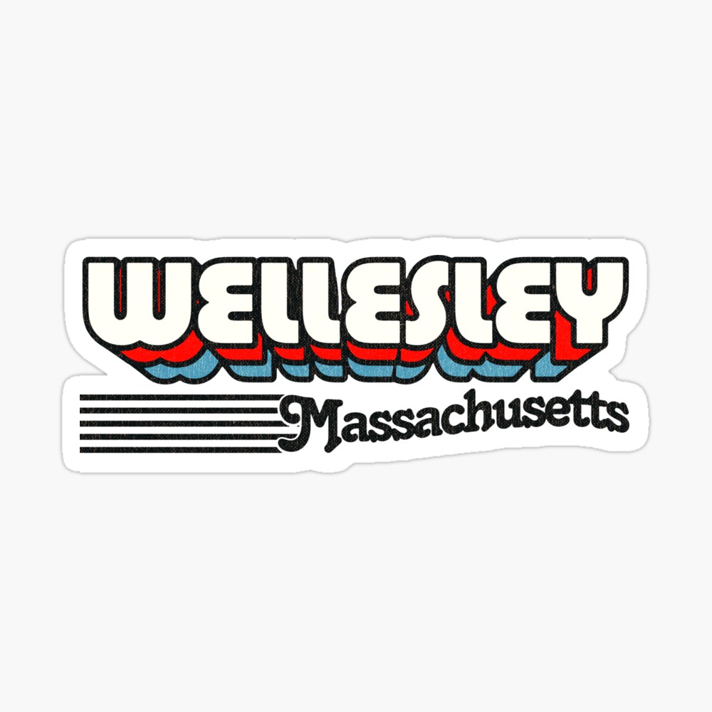 Wellesley, Massachusetts | Retro Stripes Sticker