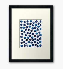 India - blue paint, ink spots, design, watercolor brush, dots, cell phone case Framed Print