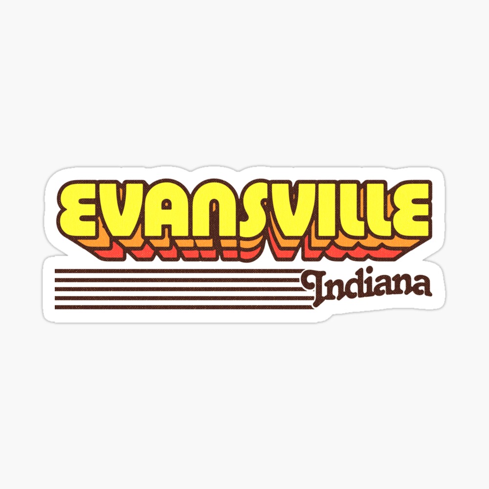 Evansville, Indiana | Retro Stripes Sticker