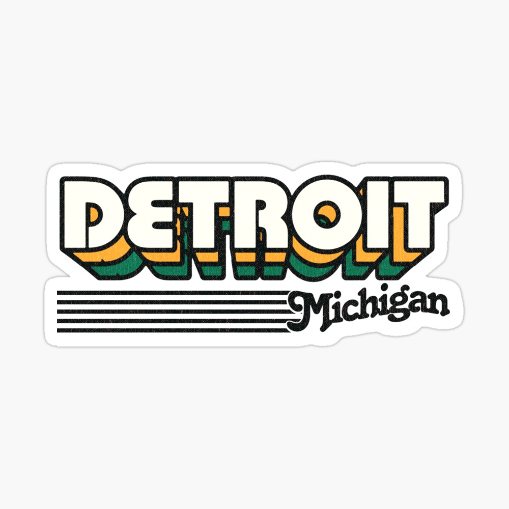 Detroit, Michigan | Retro Stripes Sticker