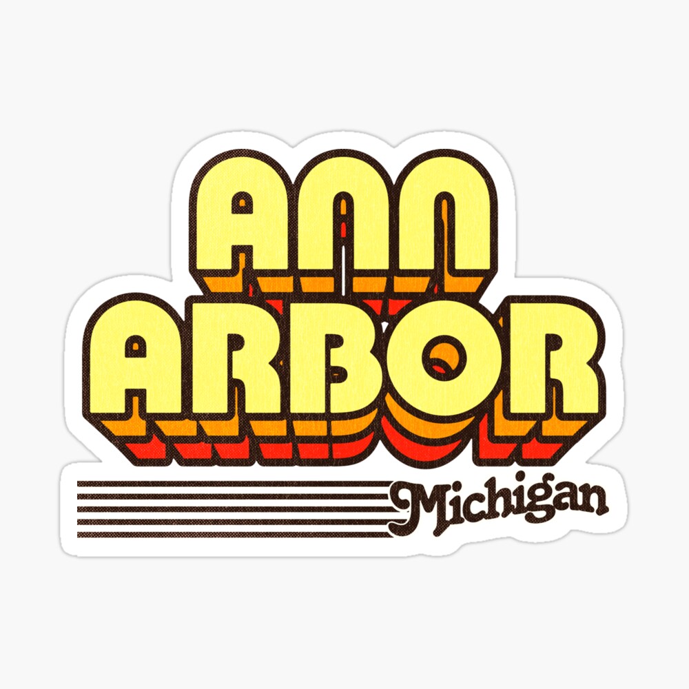 Ann Arbor, Michigan | Retro Stripes Sticker