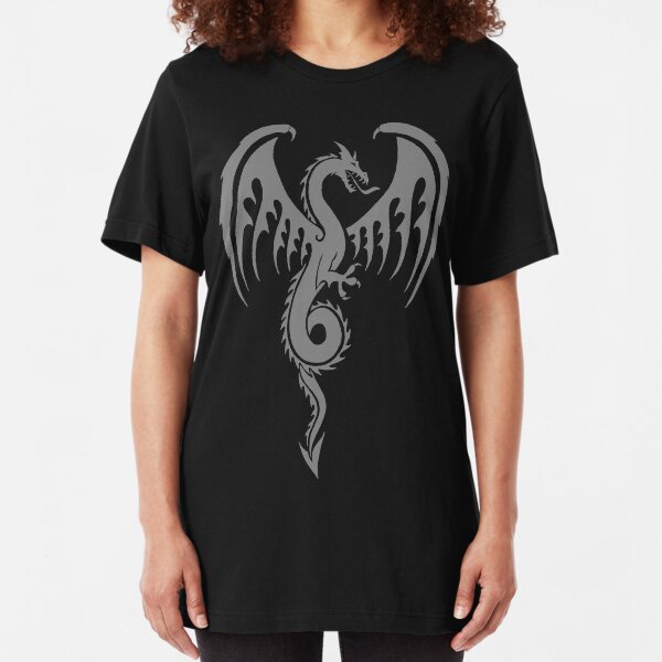 Grey Tribal Dragon Slim Fit T-Shirt