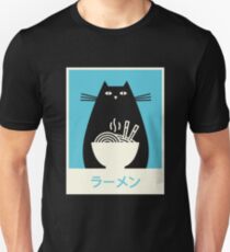 Camiseta ajustada "Ramen" en japonés | Lindo Anime Manga Neko Cat