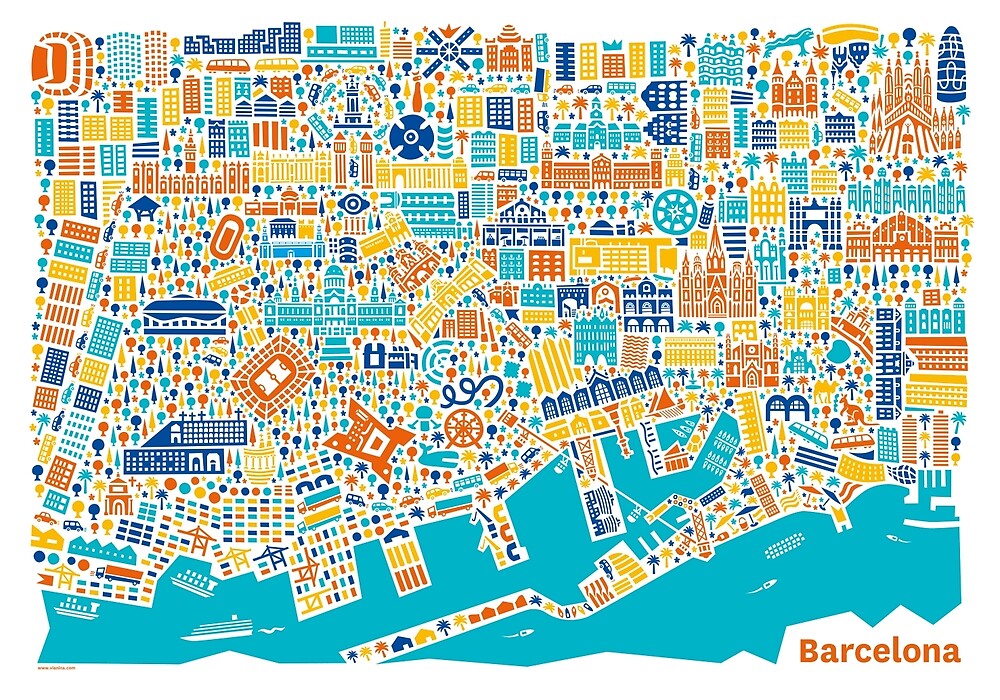 "Barcelona City Map Poster" by Vianina | Redbubble