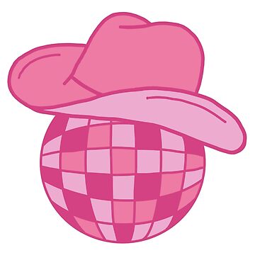 Sticker for Sale mit Rosa Discokugel mit Cowgirl-Hut von retrorangerr