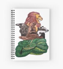 Lion,Snake, Badger and raven.. Spiral Notebook