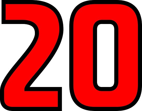 "Red, Black Outline Number 20" Posters by wordpower900 | Redbubble