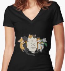 Sleepy Cats Women's Fitted V-Neck T-Shirt
