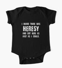 I Heard there was Heresy Meme Quotes Tabletop Wargaming Nerdy Gaming Short Sleeve Baby One-Piece