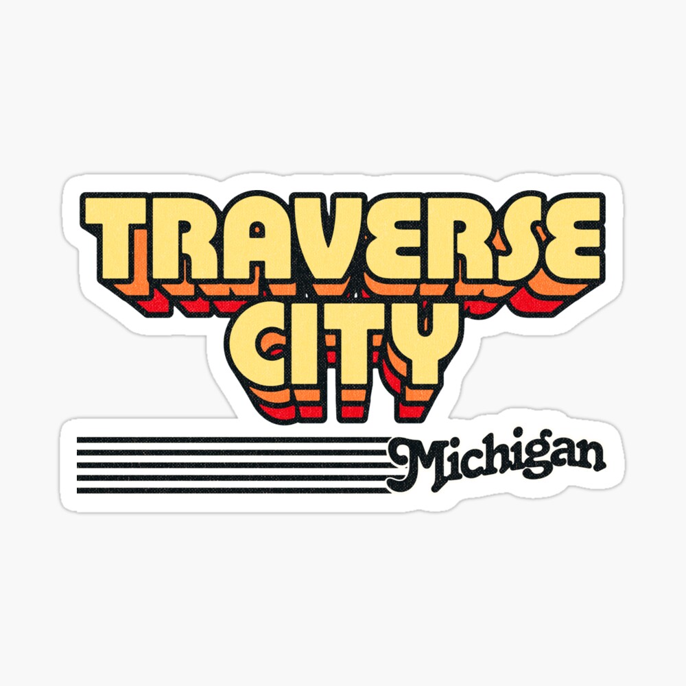 Traverse City, Michigan | Retro Stripes Sticker