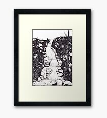 Waterfall landscape - graphic novel style Framed Print