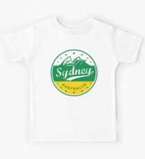 Sydney -shirt, Australia, Sydney sticker, circle, green yellow Kids Tee