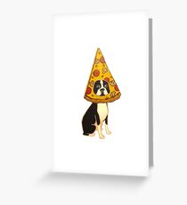 Boston Terrier Pizza Dog Greeting Card