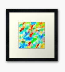 psychedelic geometric pixel abstract pattern in blue green red orange Framed Print