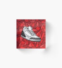 Jordan Cement 3, Stained Glass Sneaker design Acrylic Block