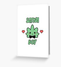 Sativa Boy Kawaii Weed Leaf Greeting Card