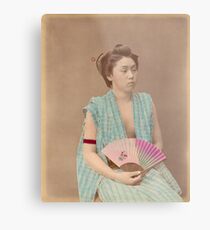 Japanese girl with fan Metal Print