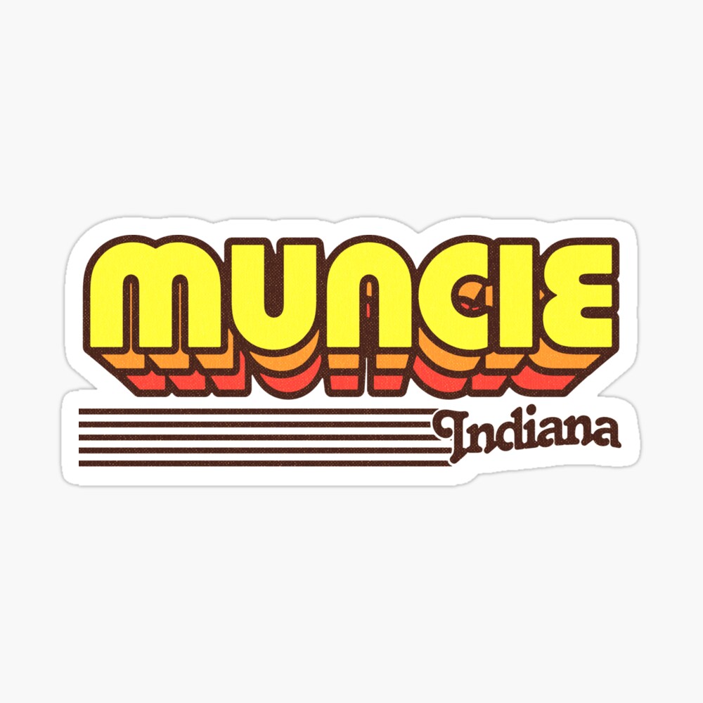 Muncie, Indiana | Retro Stripes Sticker