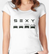 Sexy Tesla Tailliertes Rundhals-Shirt