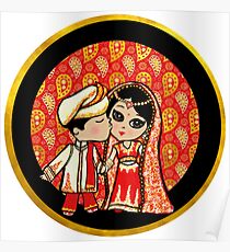 Cute Indian Wedding Bride Groom stickers and gifts Poster