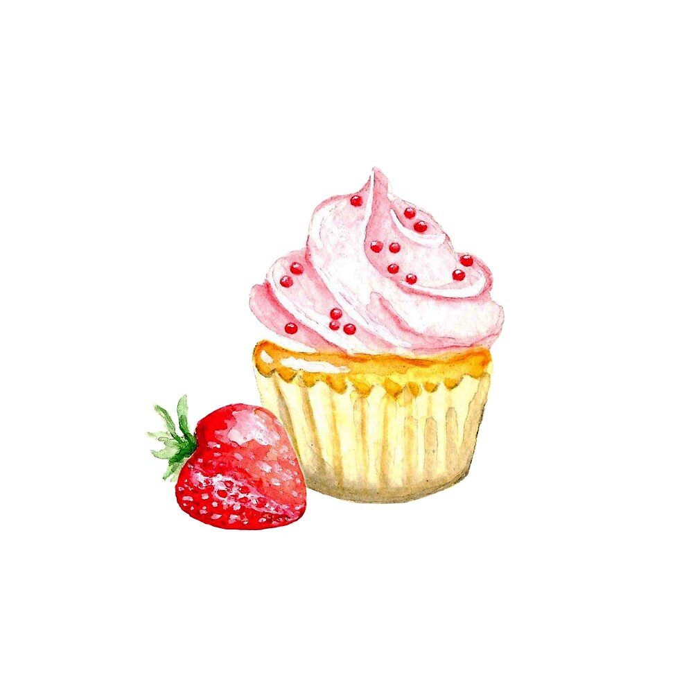 "Watercolor cupcake print" by Kateryna Somyk | Redbubble