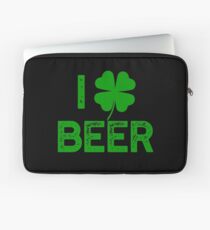 i love beer st patrick's day heart shamrock clover Laptop Sleeve