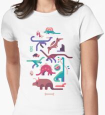 Dinos and a cat Women's Fitted T-Shirt