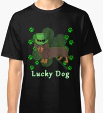 St Patricks Day Dog St Paddy Day Shamrock Paw Dachshund St Patrick Day Classic T-Shirt