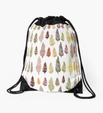 Seamless hand drawn vector pattern with different spruces Drawstring Bag