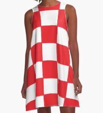 Croatia red chess board A-Line Dress